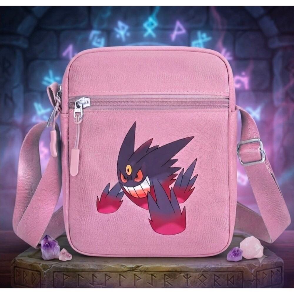 Pokémon Mega Gengar Canvas Crossbody Bag – Pink Shoulder Bag